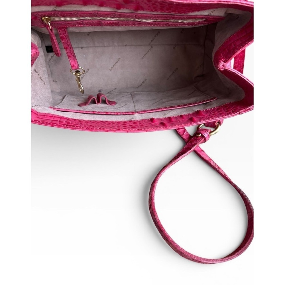 Brahmin Phoebe Taffeta Melbourne Pink Croc Embossed Crossbody Satchel STUNNING - Picture 11 of 16